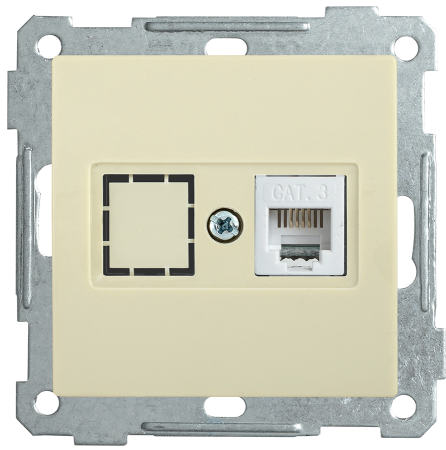 Розетка телефонная РТ12-1-Б RJ12 BOLERO кремовый IEK Розетка телефонная РТ12-1-Б RJ12 BOLERO кремовый IEK