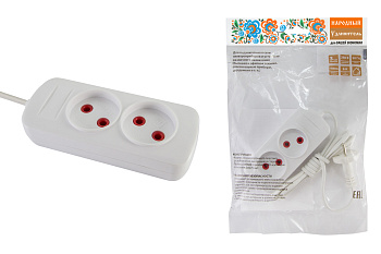 Удлинитель народный  УН2  2 гнезда, 1,5метра, б/з, ШВВП 2х0,75 мм2  6А/250В TDM