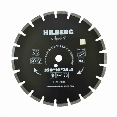 Диск алмазный отрезной 350*25,4*12 Hard Materials Лазер асфальт HM308 Hilberg