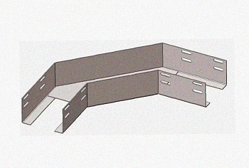 Лоток угловой замковый глухой КГЗГ 300х50-90 УХЛ1 поворот на 90, горячее цинкование, S1,5