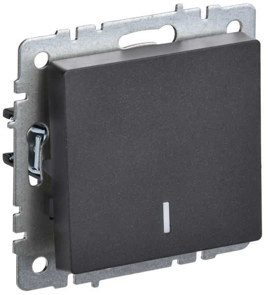 BRITE Выключатель одноклавишный проходной с индикацией 10А ВС10-1-7-БрЧ черный IEK