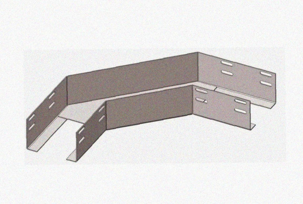 Лоток угловой замковый глухой КГЗГ 300х50-90 УХЛ1 поворот на 90, горячее цинкование, S1,5