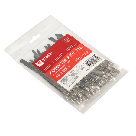 Хомут AISI 316 из нержавеющей стали, 4,6x125 (100 шт) FlexLock PROxima EKF