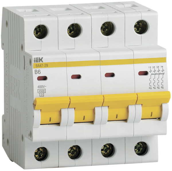 Выключатель автоматический ВА МОД ВА47-29 4П 6А 4,5кА В IEK