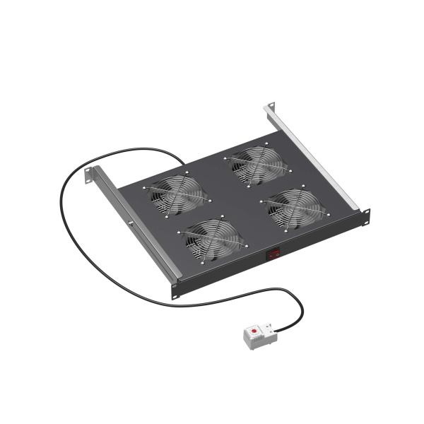 19" Вентиляторный модуль 4 вентилятора с термостатом для 19" IT-корпусов ДКС серии STI/CQE, RAL9005 DKC