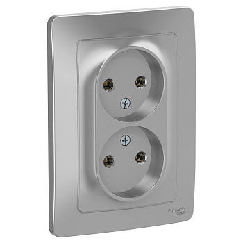 BLANCA Розетка СУ 2-м без з/з, без шторок 16А алюминий IP20 Schneider Electric