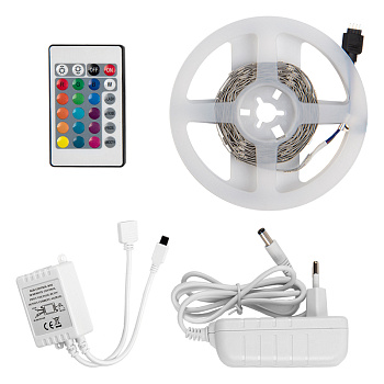 Лента светодиодная GLS-5050-30-7.2-12-IP20-PRO-RGB-3-KIT готовый комплект 3м с адаптером и IR контроллером General
