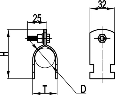 Разборный хомут для труб d 3/4, без изоляции DKC