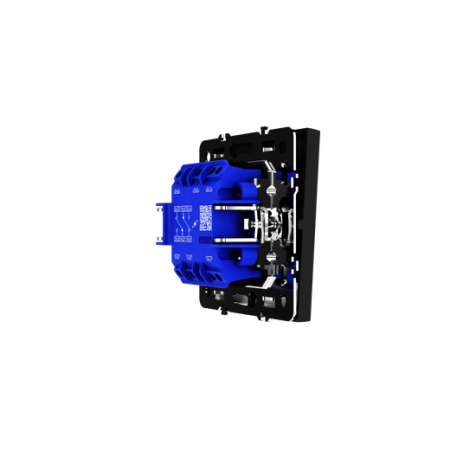 Проходной переключатель встраиваемый Voltum S70 двухклавишный с подсветкой 10А, (черный матовый)
