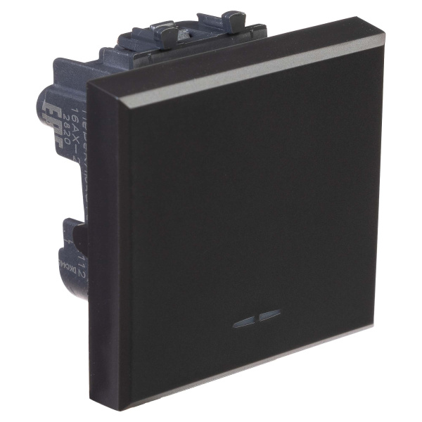 Переключатель одноклавишный модульный, "Avanti", "Черный матовый", 2 модуля DKC