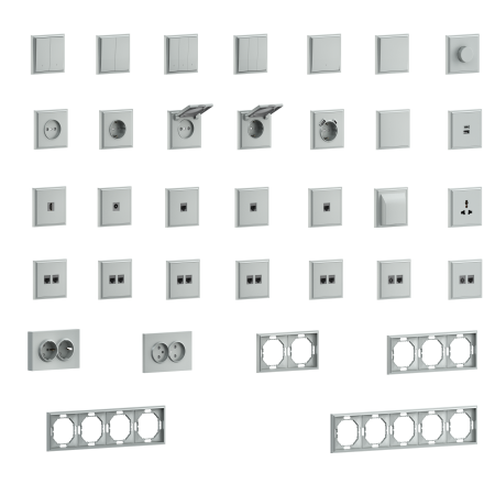 Donel S08 серый графит накладка для розетки Schuko с зарядным устройством USB A+C, со шторками 16A 250 В~,серия DB