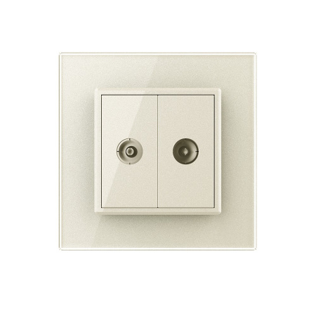 Розетка телевизионная двойная 1 пост, цвет жемчужный Livolo
