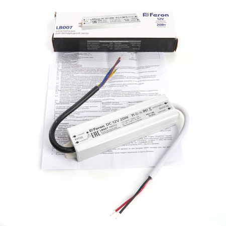 Блок питания для светодиодной ленты 20W 12V IP67 (драйвер), LB007 Feron