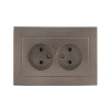 Валенсия Лицевая панель розетка 2-местной б/з 10А графит с защ, штор, EKF