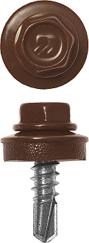 Саморезы СКМ кровельные, RAL 8017 шоколадно-коричневый, 25 х 5.5 мм, 420 шт, для металлических конструкций, Профессионал ЗУБР