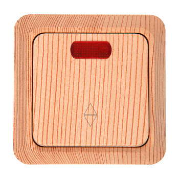 Выключатель (переключатель) на 2 напр-я 1-кл. откр. установки, с подсветкой IP20 10А, сосна, "Альфа" General