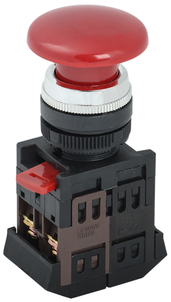 Кнопка управления AEА-22 "Грибок" d=22мм 1з+1р красная IEK