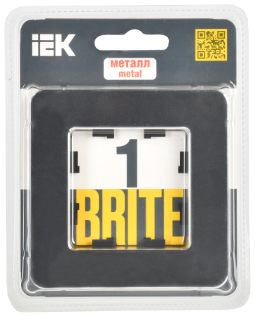BRITE Рамка 1-мест. РУ-1-1-Бр металл черн. RE IEK