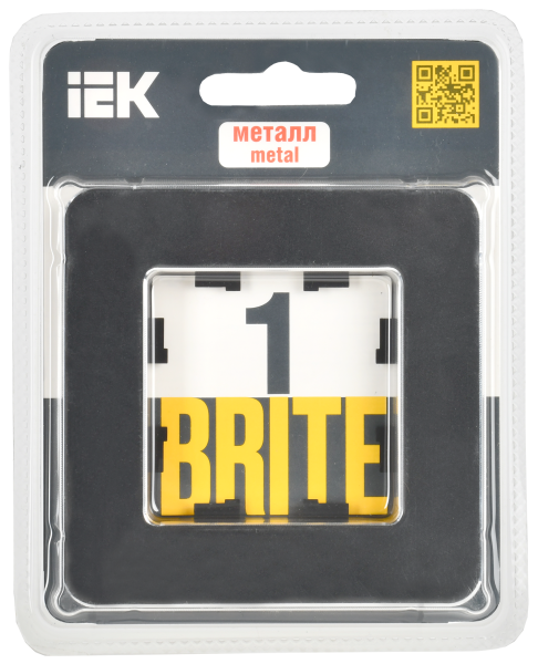 BRITE Рамка 1-мест. РУ-1-1-Бр металл черн. RE IEK