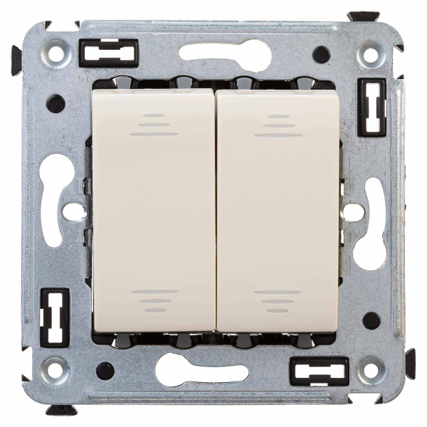 Переключатель двухклавишный в стену, "Avanti", "Ванильная дымка" DKC