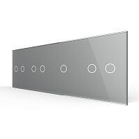 Панель для четырех сенсорных выключателей, 7 клавиш (2+2+1+2), цвет серый, стекло Livolo