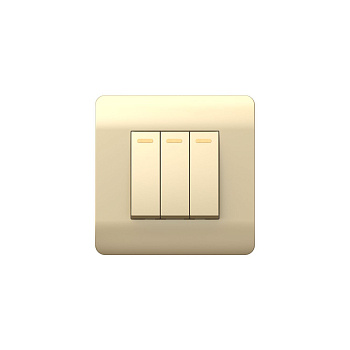 Переключатель 3-клавишный с подсветкой, 10А, шампань NEW3-E CHINT