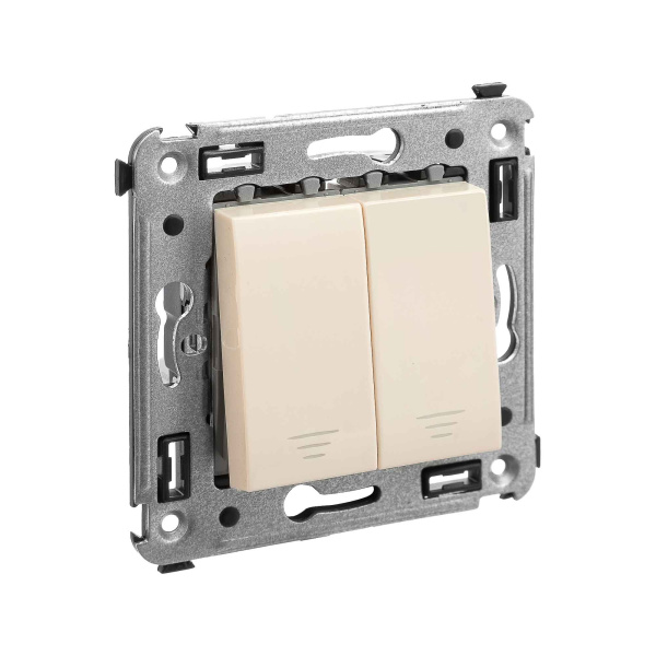 Кнопка двухклавишная в стену, "Avanti", "Ванильная дымка" DKC