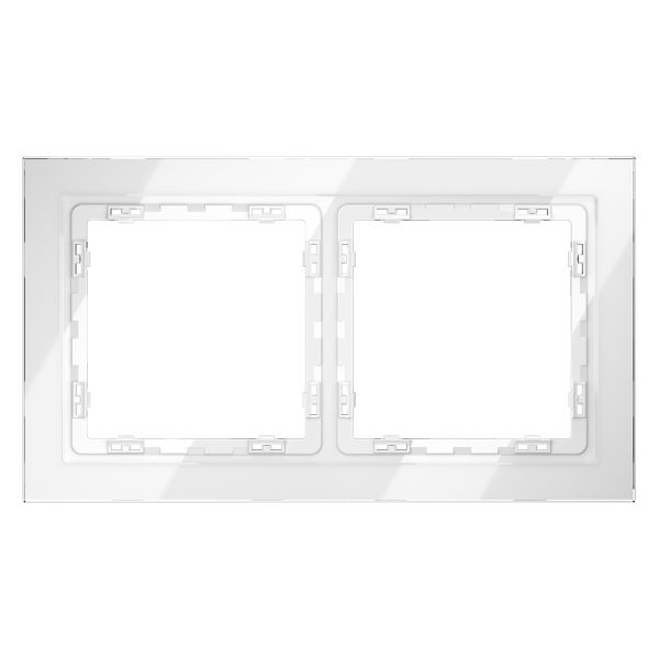 Рамка стеклянная Voltum S70 на 2 поста, (белый, стекло)