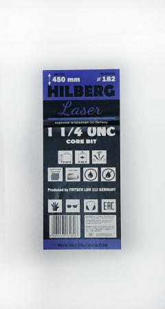 Коронка алмазная 182*450 Laser 1 1/4 UNC HD722 Hilberg