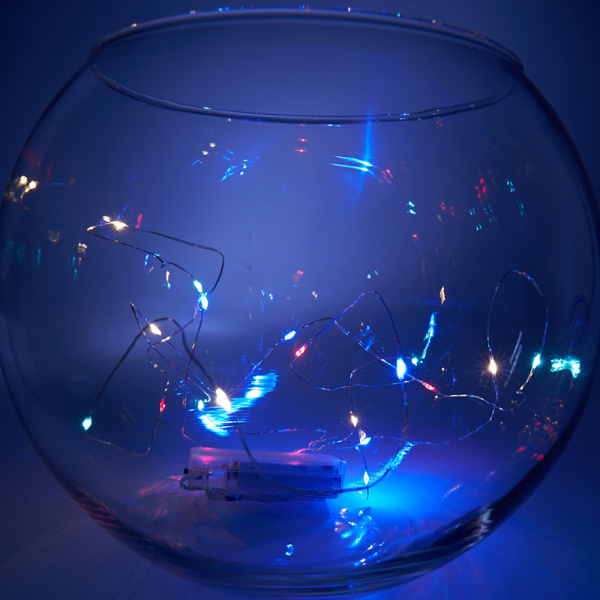 Св/д гирлянда Feron CL570 лин., мультиколор, 2м + 0.5м, с питанием от батареек, прозр.шнур