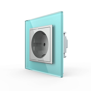 Розетка Livolo 1 пост Серая с зеленой рамкой VL-C7C1EU-15/18