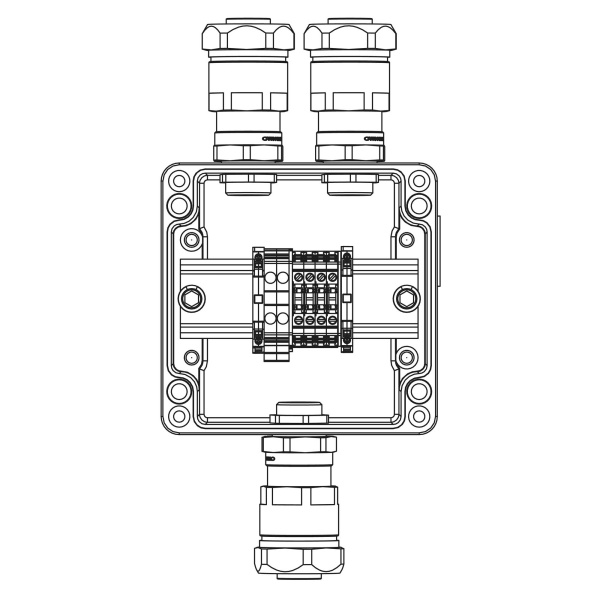 Взрывозащ. клемм. коробка из алюминия TBE-A-12-(2xCBC.2-2xCBC.2(i)-2xTEO.2)-2x6018ANP22BKM2SB(A)(C)1Ex e IIC Т5 Gb / Ex tb IIIC T95°C Db IP66 DKC