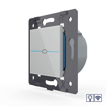 Одноклавишный сенсорный диммер Quadro с функцией радиоуправления, цвет серый (механизм) Livolo