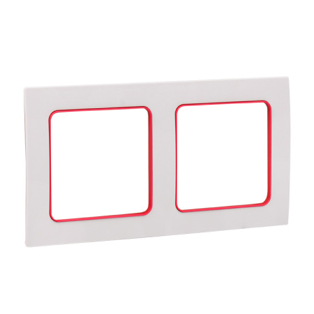 Стокгольм Рамка 2-местная белая с линией цвета красный EKF