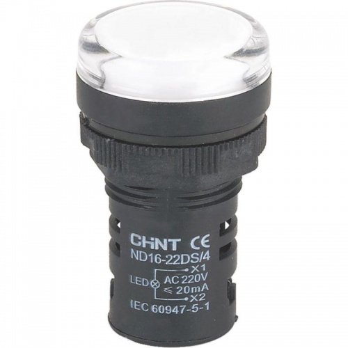Индикатор ND16-22DS/2C белый, компактный, встр. резистор, IP65 АС/DC24В (R) CHINT