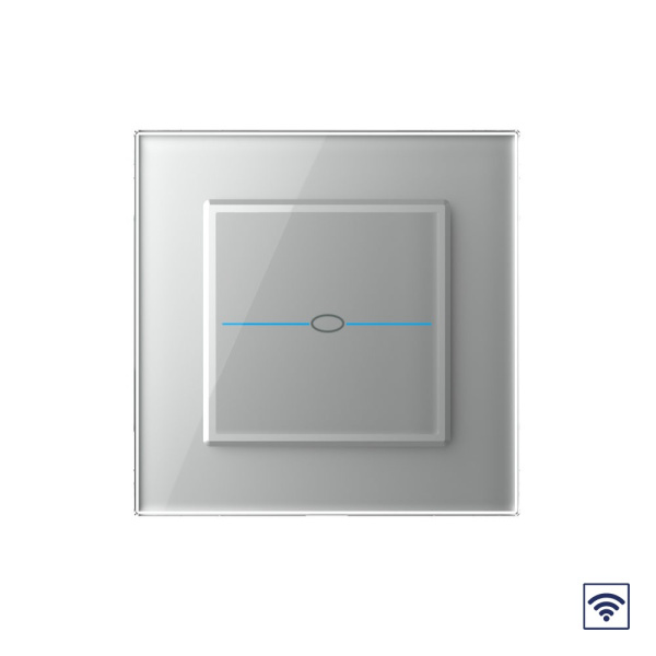 Сенсорный радиоуправляемый выключатель Quadro 1 клавиша 1 пост Серый Livolo