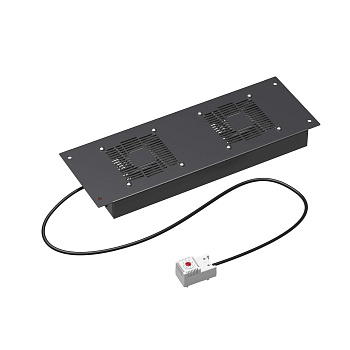 Потолочный модуль 2 вентилятора с термостатом для крыши навесных и напольных 19" IT-корпусов ДКС серии STI/CQE шириной 600мм,RAL9005 DKC