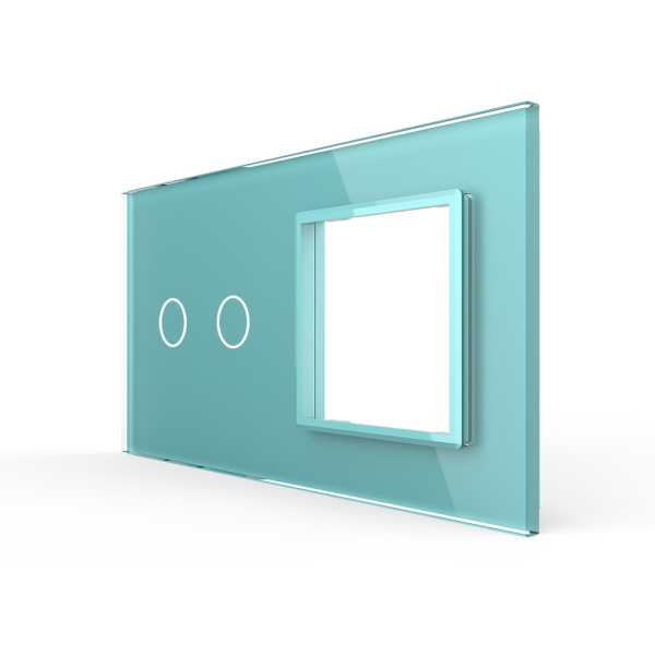 Панель для сенсорного выключателя и розетки, 2 клавиши, цвет зеленый, стекло Livolo