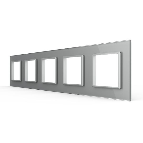 Рамка для пяти розеток Серая Livolo