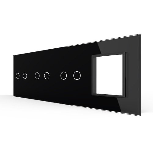 Панель для 3-х сенсорных выключателей и розетки, 6 клавиш (2+2+2), цвет черный, стекло Livolo фото 5