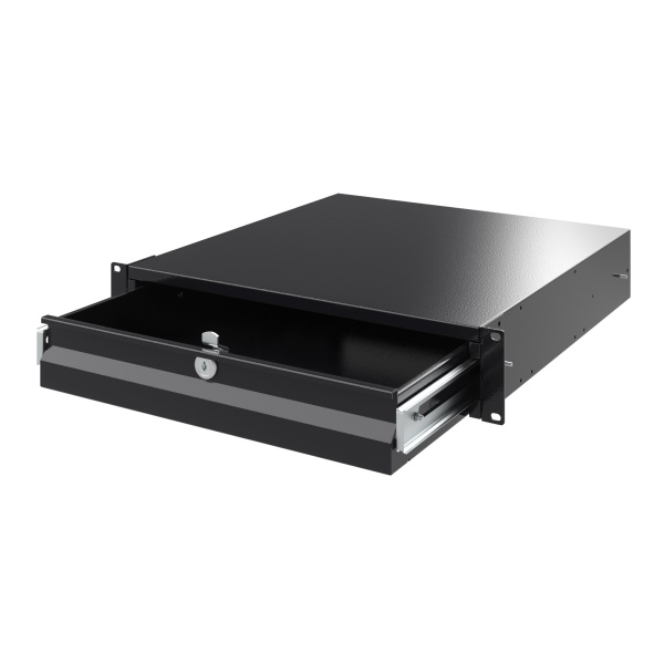 Ящик 2U выдвижной с ключом, глубина 300мм, для 19" IT-корпусов, RAL9005 DKC