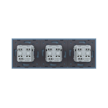 Розетка электрическая 16А 3 поста, цвет синий Livolo