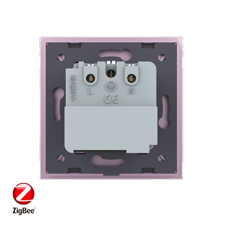 Розетка электрическая ZigBee (Wi-Fi) с заземлением защитными шторками 16A 1 пост Розовая Livolo