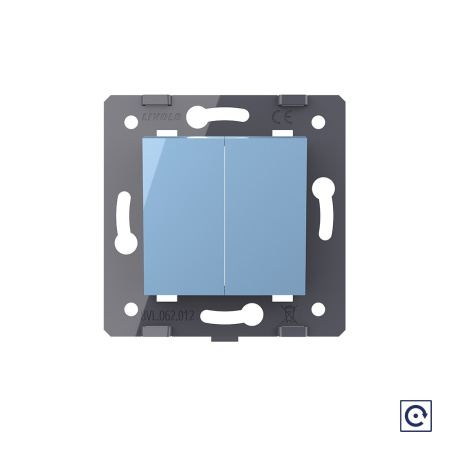 Двухклавишная механическая кнопка (звонок), цвет синий (механизм) Livolo