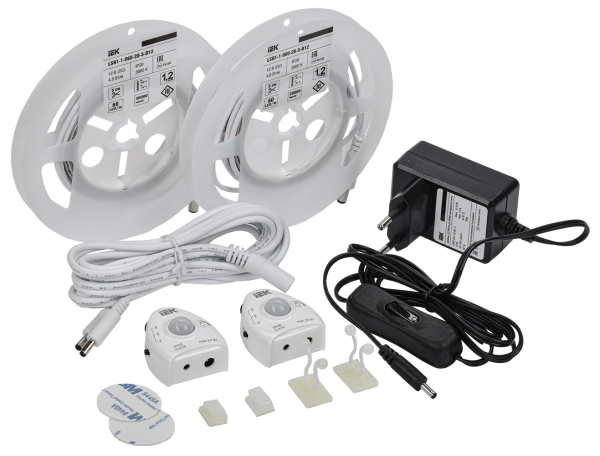 Комплект светодиодной подсветки "Сделай сам" (лента LED 2х1,2м LSR-2835WW60-4,8-IP20-12В + драйвер +