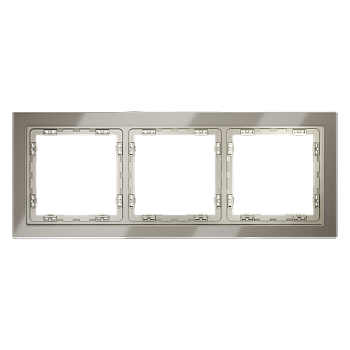 Рамка стеклянная Voltum S70 на 3 поста, (шелк, стекло)