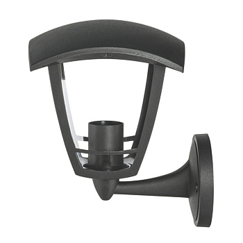 11-151 Светильник садово-парковый, настенный вверх, «Дели», Е27х60Вт, 4-х гранный, пластик, серый, прозрачный поликарбонат, 164х192х223мм, APEYRON