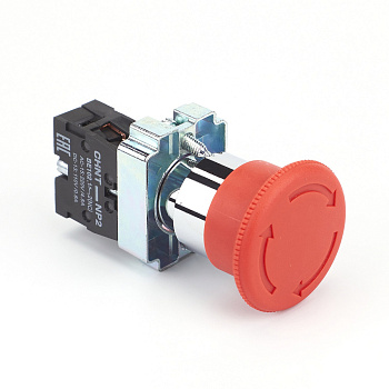 Кнопка управления "Грибок" Φ40мм фиксацией NP2-BS542 без подсветки красная 1НЗ, IP40 (R) CHINT