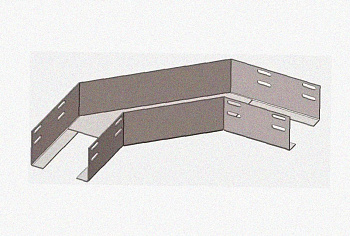 Лоток угловой глухой КГГ 400х200-90 У3 поворот на 90, окрашенный, S1,5