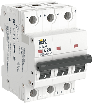 Выключатель автоматический ВА МОД M06N-DC 3П K 20А ARMAT IEK